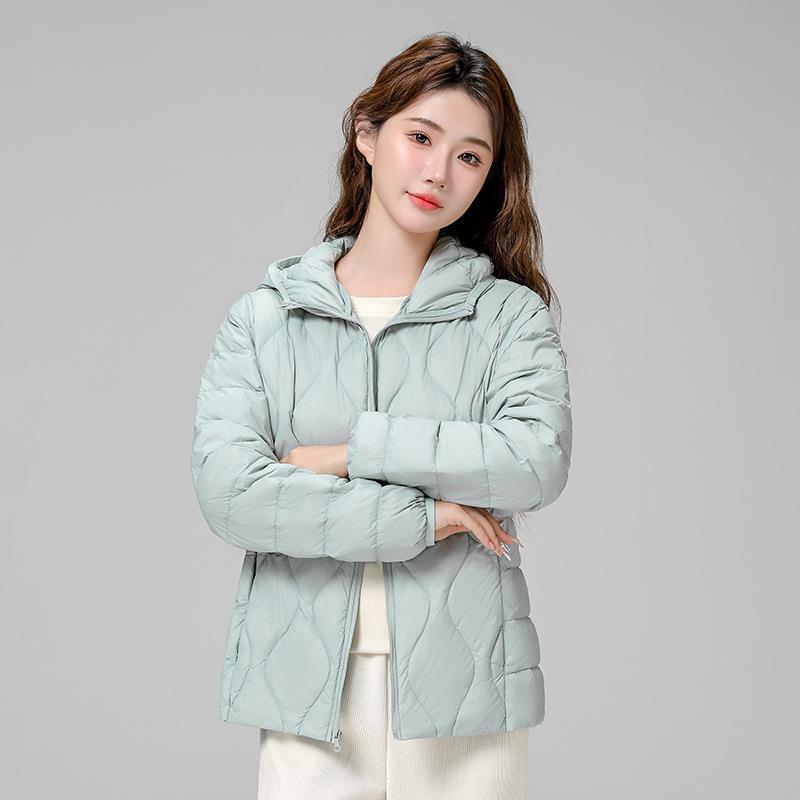 FASHION White Duck Down Premium Foreign Wave Pattern Short Down Jacket Slim Jacket 2025  New Hooded Trendy Clothes