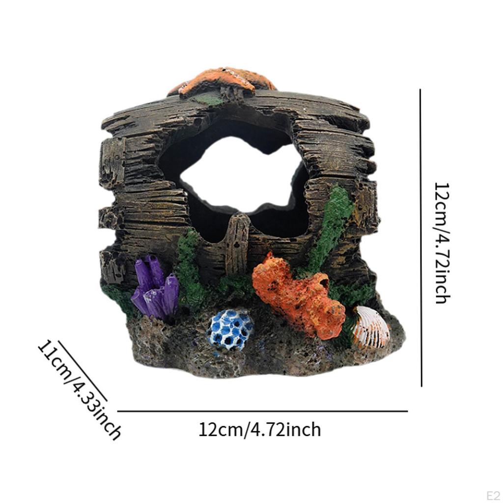 Aquarium Decorations Rock Cave House Fish Garden Pond Hiding Place Statue Resin Landscaping Broken