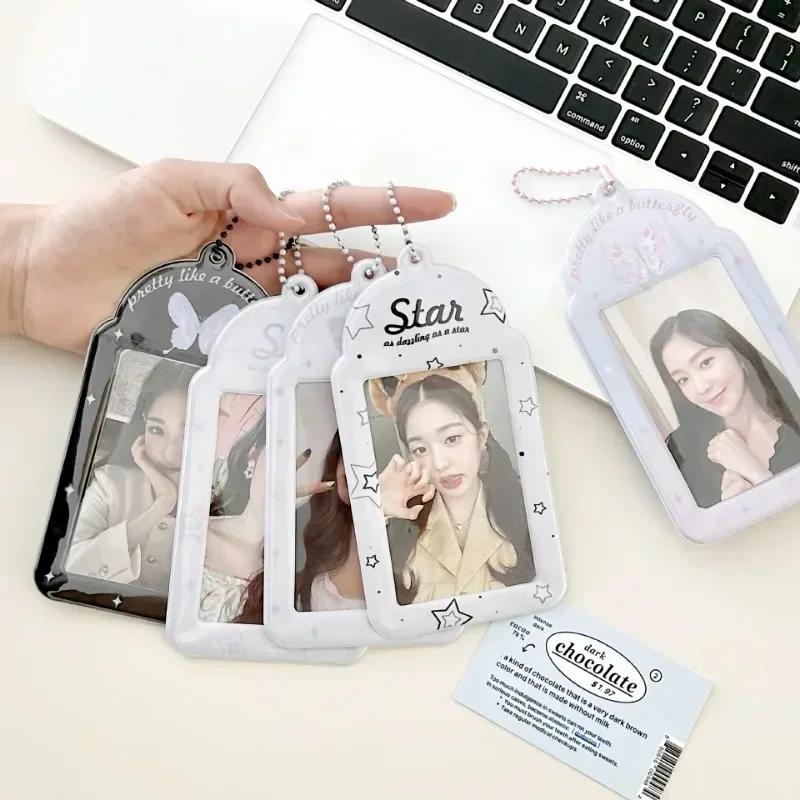 Держатель для фотокарт INS Butterfly, 3-дюймовый защитный чехол для фотографий Kpop Idol с брелоком для ключей, чехол для банковской карты для студенческого автобуса