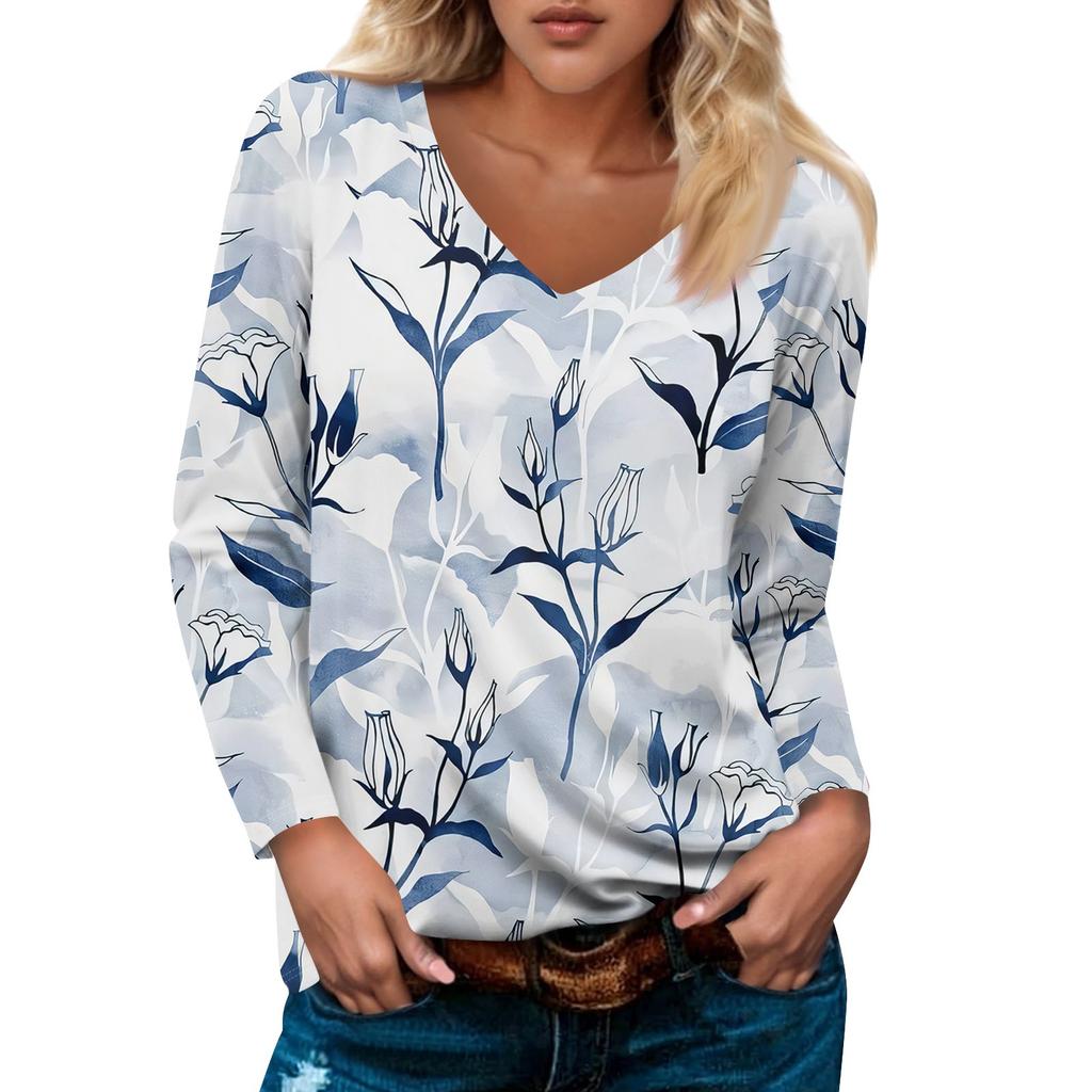 Женский модный повседневный пуловер с длинным рукавом и V-образным вырезом, рукавом реглан и принтом