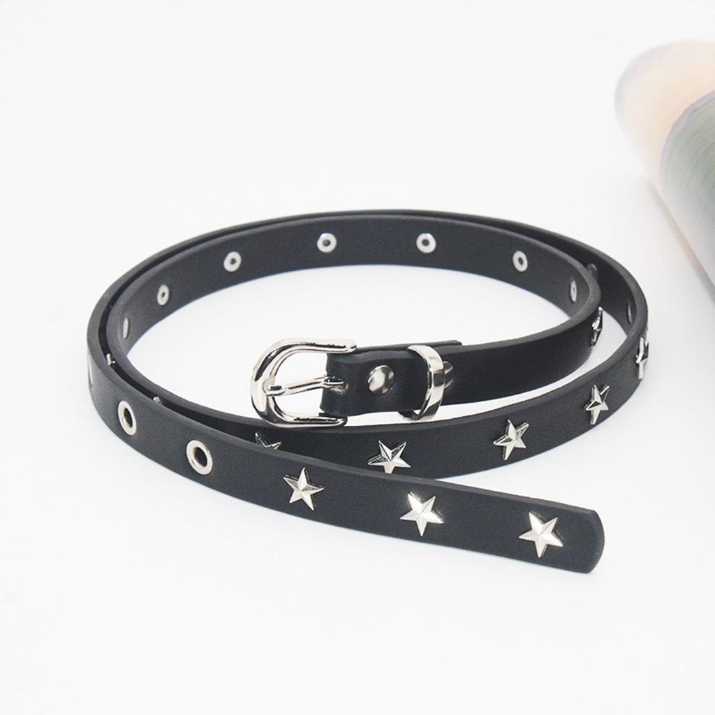 PU Leather Waist Belt with Pin Buckle Harajuku Star Rivet Waist Belt Woman Girls Jeans Dresses Skirt Coat Waistband
