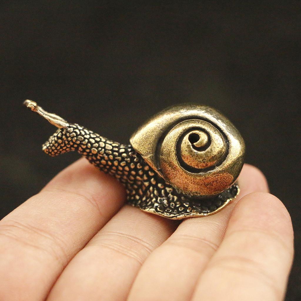 Solid Snail Brass Ornaments Tea Pet Vintage Copper Simulation Decorations Toy