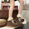 Flat-bottomed Snow Boots Fleece Short Boots Women's Autumn and Winter New Lace-up Fluffy Boots Thermal Cotton Boots