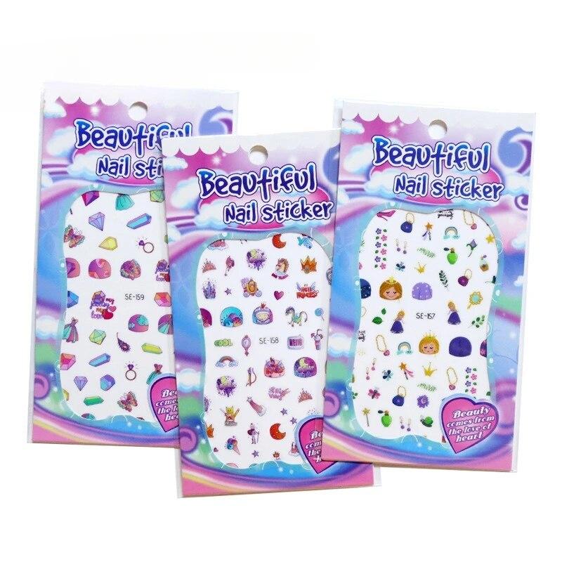 Новые детские наклейки для ногтей принцессы с героями мультфильмов, блестящие разноцветные цветы, наклейка «сделай сам», детская игрушка, каваи, украшения для девочек