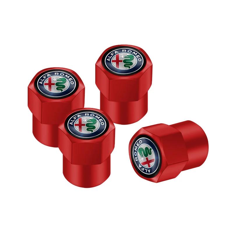 For Alfa Romeo 2026 Hot Sticker Aluminium Alloy 4pcs Car Tire Valve Cap For Alfa Romeo Giulia Stelvio Giulietta 156 159 147 Mito