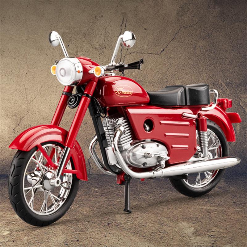 1/10 Jawa 250 Сплав Классическая Ретро Модель Мотоцикла Литье под Давлением Металл Дорожный Мотоцикл Модель Симуляция Звука и Света Детская Игрушка Подарок