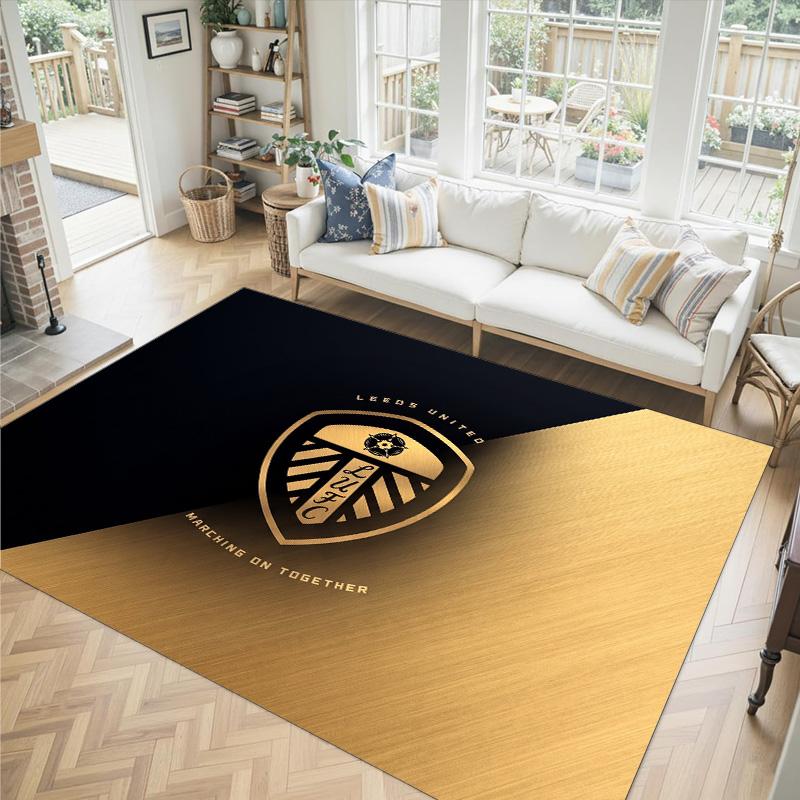 Leeds United Football Design Crystal Velvet Carpet Cozy Non?Slip Printed Rug For Bedroom Living Room Entrance