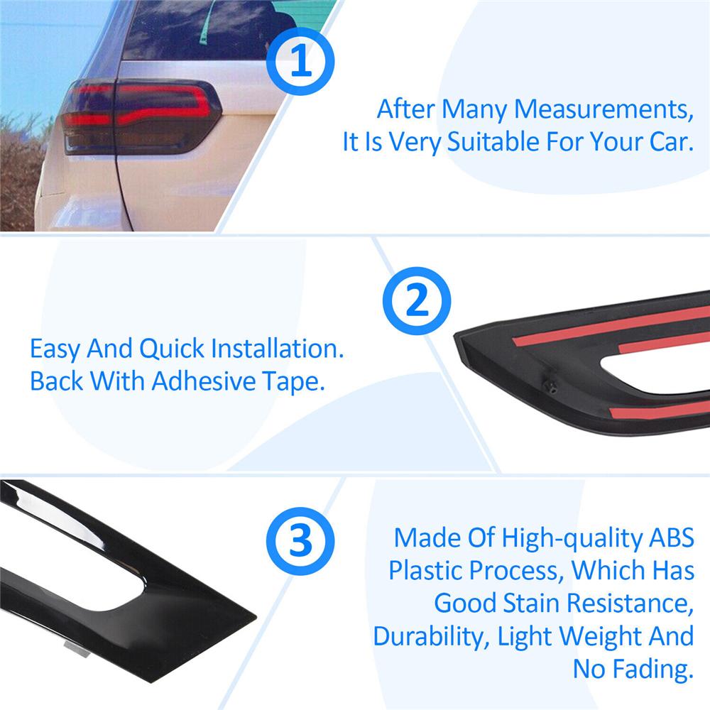 Gloss Black Tail Light Lamp Cover Trim Bezels For Jeep Grand Cherokee 2014-2021