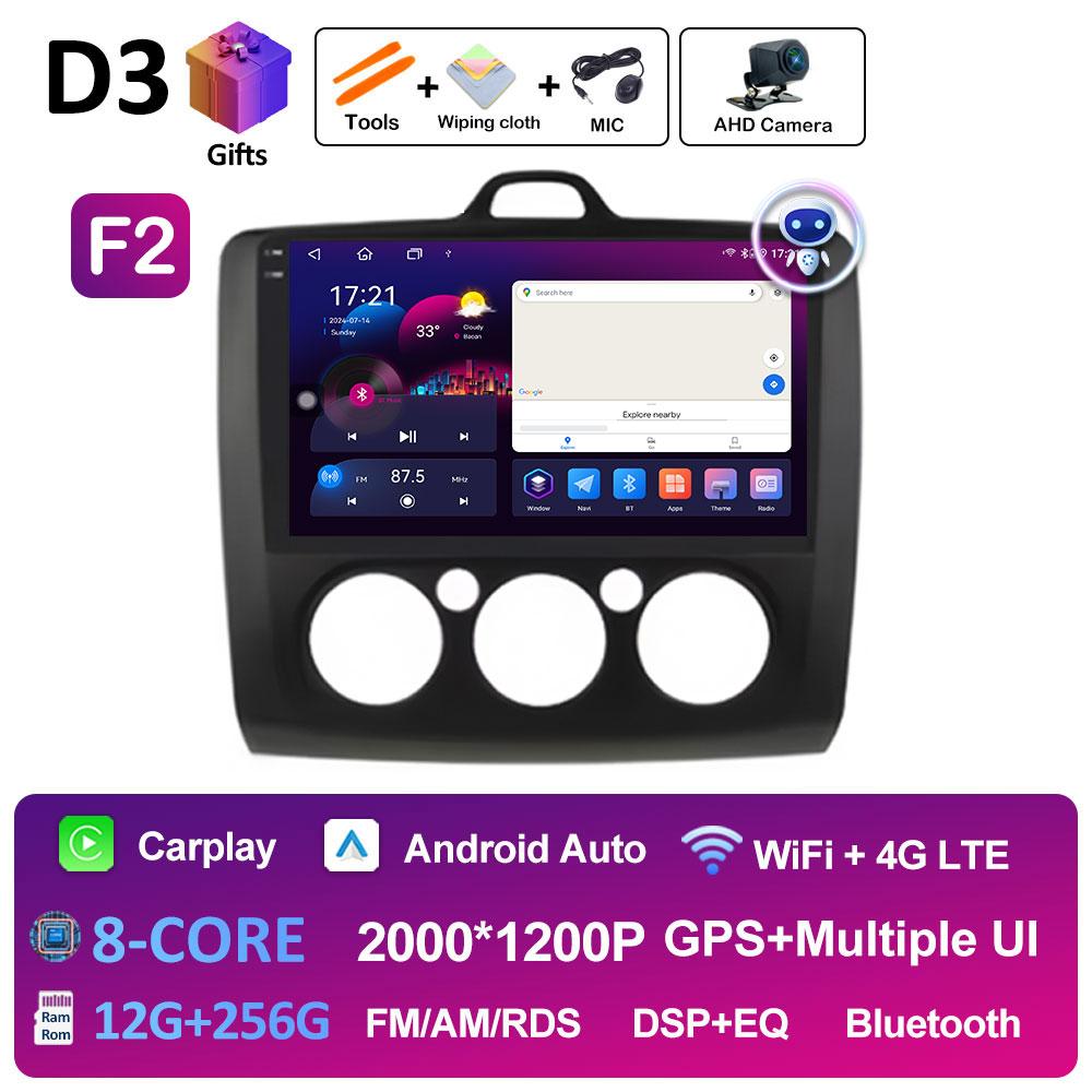 Беспроводной Android Auto Carplay для Ford Focus 2 3 Mk2 Mk3 2004 2005 2006 2007 2008 - 2011 Автомобильный видеоплеер 2.5D сенсорный экран WIFI