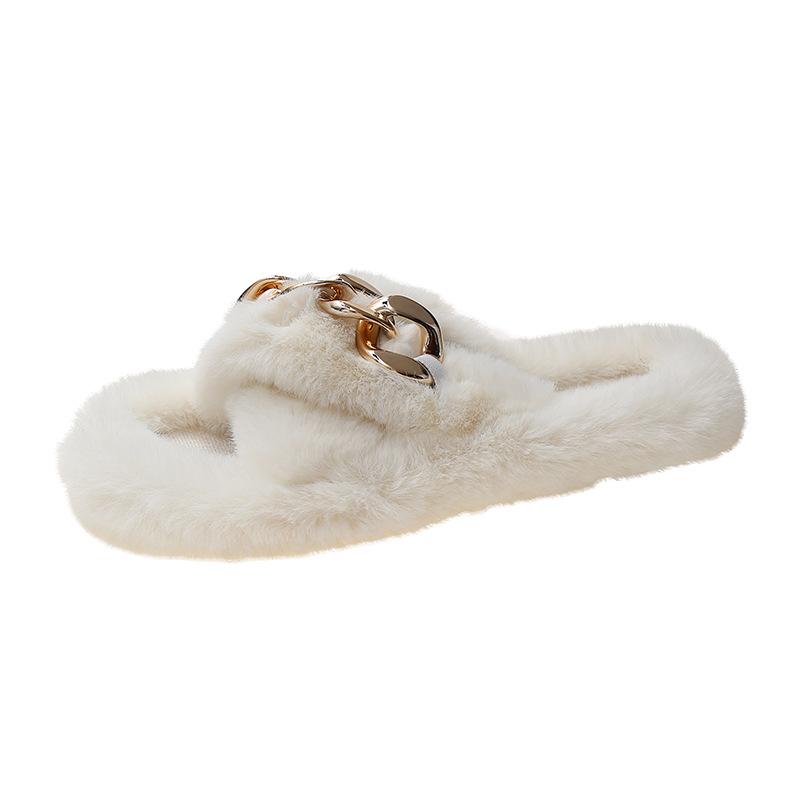 Тапочки Mao Mao женская уличная обувь 2025 новая осень и зима корейская версия толстая подошва увеличение высоты маленькие домашние плюшевые хлопковые тапочки