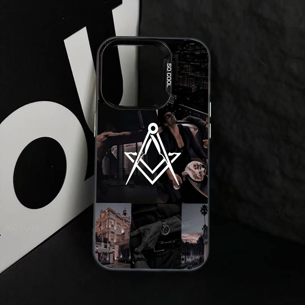 Чехол для телефона с символом масонства F-Freemasonry для iPhone 17,16,15,14,13,12,11 Plus,Pro Max,XS,Цветной Посеребренный Внутренний Чехол