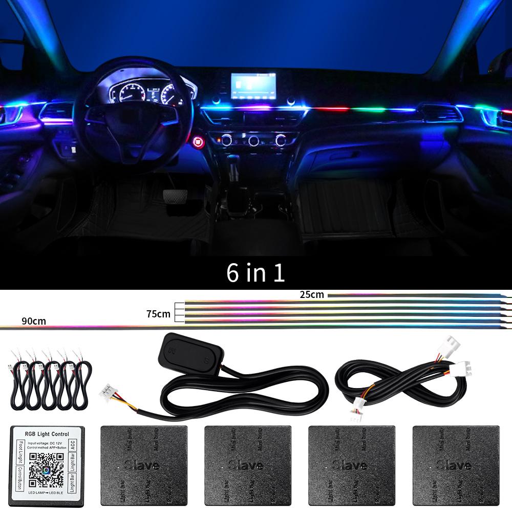 10/14/18 in 1 Led Car Ambient Lights 213 64 Color RGB Symphony Streamer Bluetooth Rainbow Acrylic Strips Atmosphere Lamp Kit 12V