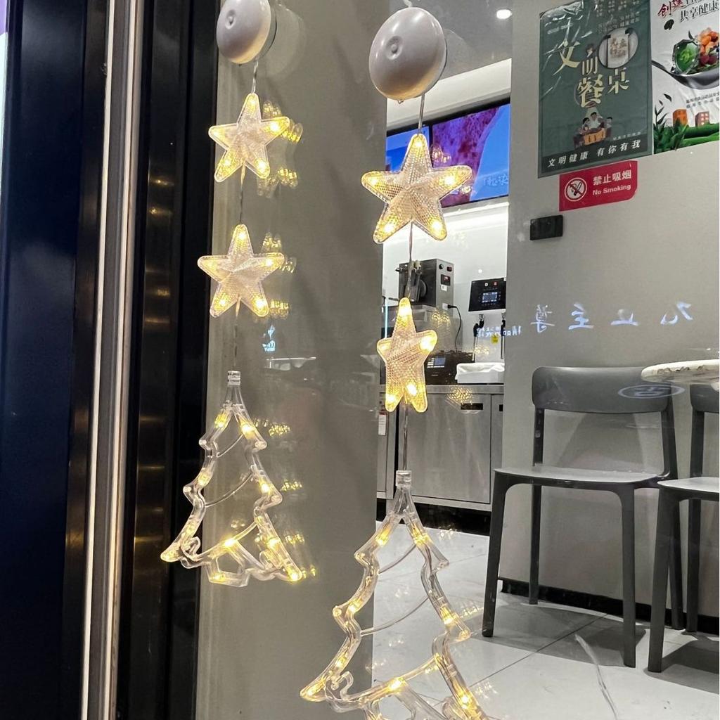 Рождественские декоративные лампы, подвесные огни, лампы на присосках, украшение окна, украшение интерьера, новогоднее украшение