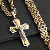 Orthodox Cross Pendant Necklaces for Men Stainless Steel Catholic Jesus Necklace  Silver Color Byzantine Chains Male Jewelry