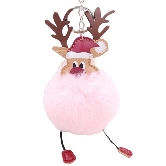 Рождественский брелок в виде оленя Милый брелок с помпоном в виде северного оленя из искусственного меха