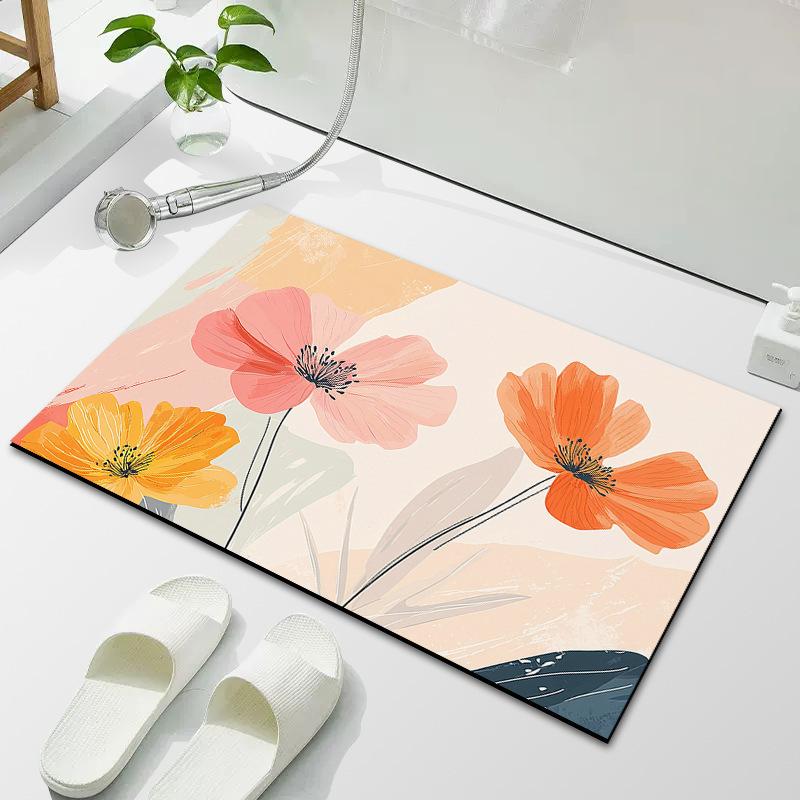 Цветочный маленький свежий коврик для ванной комнаты диатомовая грязь впитывающий коврик для унитаза грязный нескользящий коврик для ванной комнаты коврик для двери дома