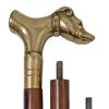 Dog Handle Walking Stick Brass & Wood