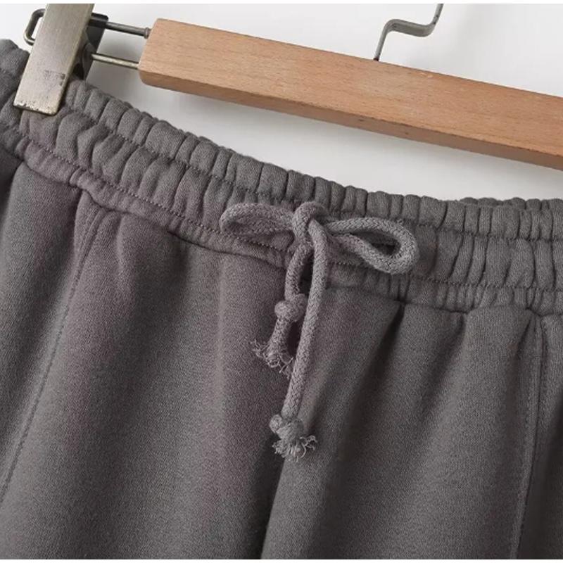 Повседневный комплект из толстовки на молнии и брюк, женская однотонная куртка-бомбер с круглым вырезом, свободные брюки со шнуровкой и высокой талией, весна-осень 2025, новые женские костюмы