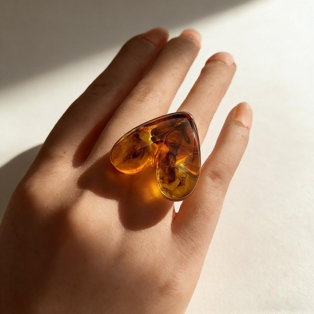 Простое кольцо с открытым ртом Личностное регулируемое кольцо Модное кольцо-сердце из смолы Мужское/Женское