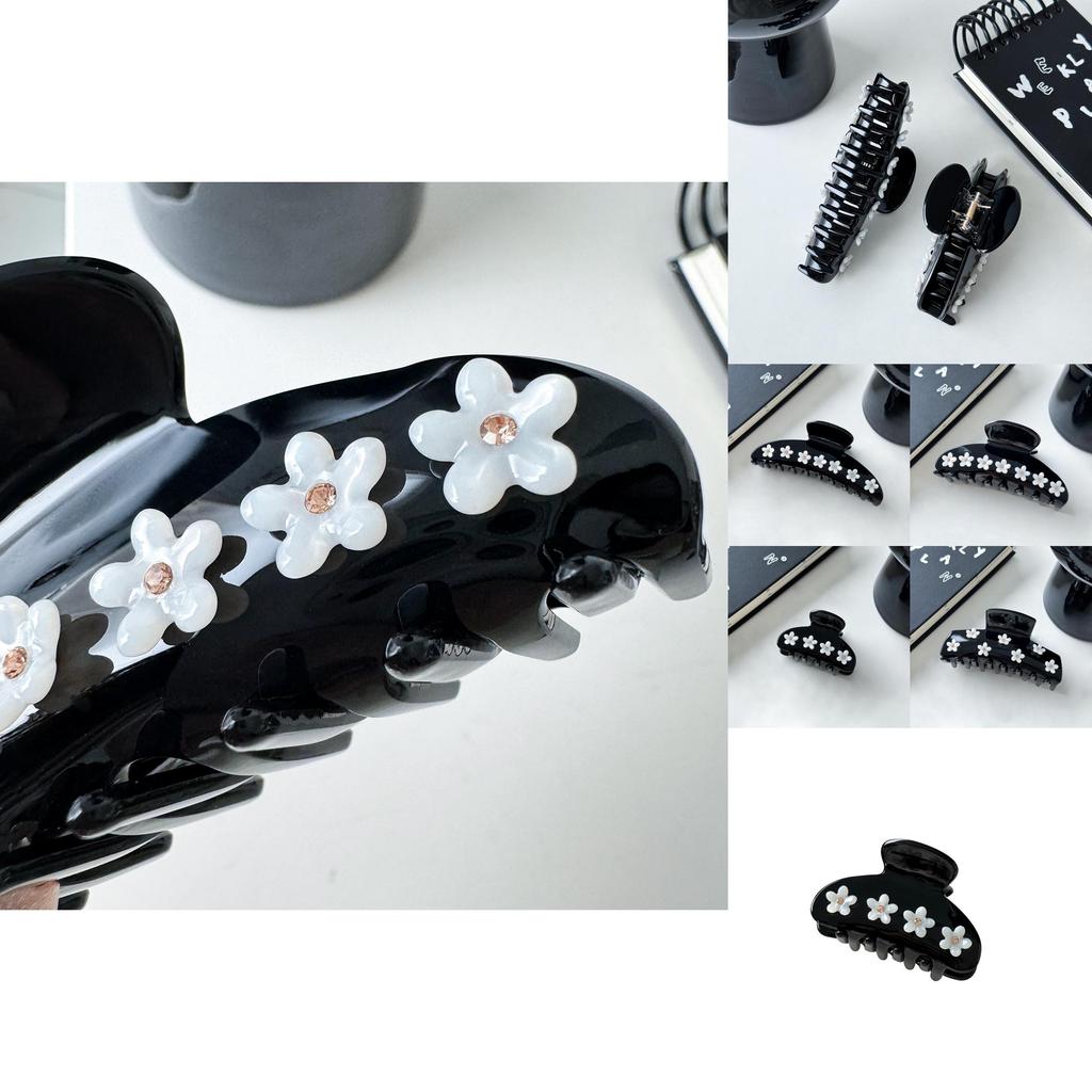 Элегантная заколка для волос в цветочном стиле в французском стиле, большая, из ацетата со стразами для женщин