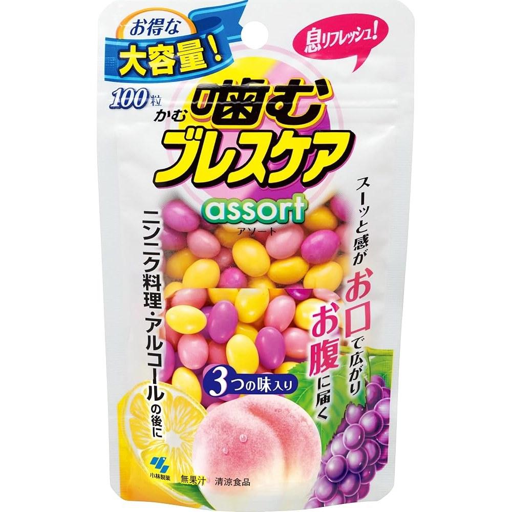 Breath Care Chewable Breath Refresh Gummies Assort 100 grains - Lemon Peach Grape - Kobayashi from Japan