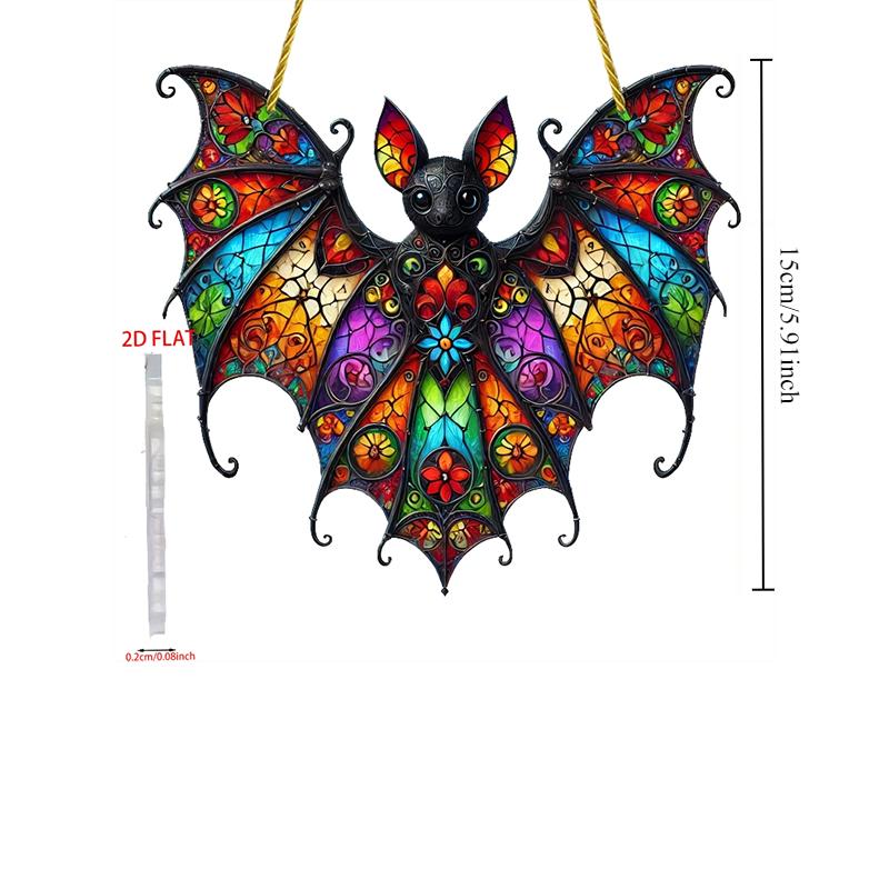 [Vibrant Bat Ornament] Acrylic Bat Hanging Ornament | 2D Flat,Stained Glass Effect Style,Ideal for Halloween&Christmas Decor
