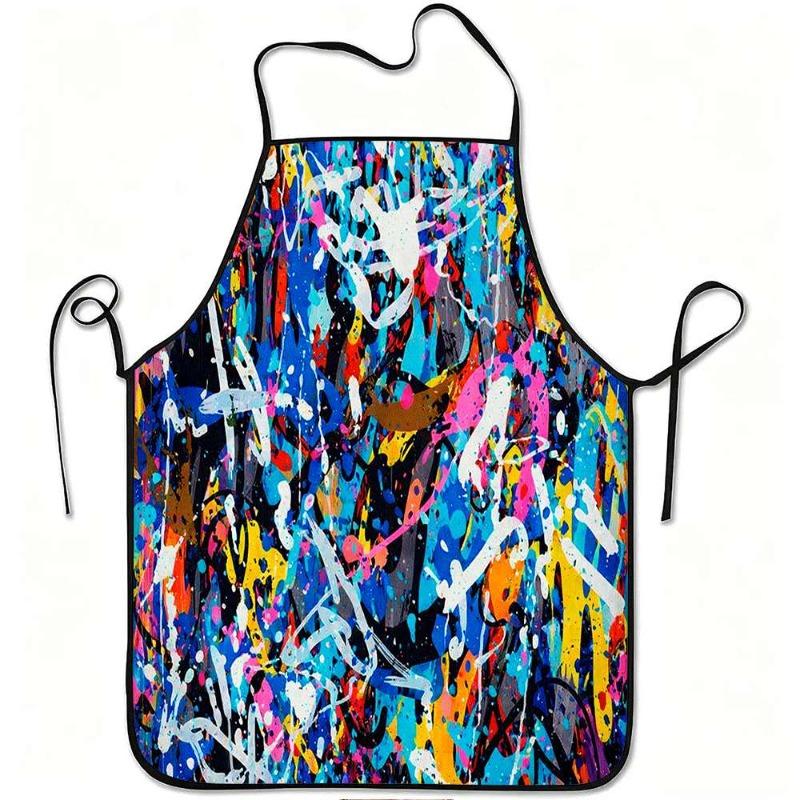1pc Double-sided Printing Abstract Splash Apron with Delicate Craftsmanship and Splash Print - Durable and Easy-to-clean Polyest