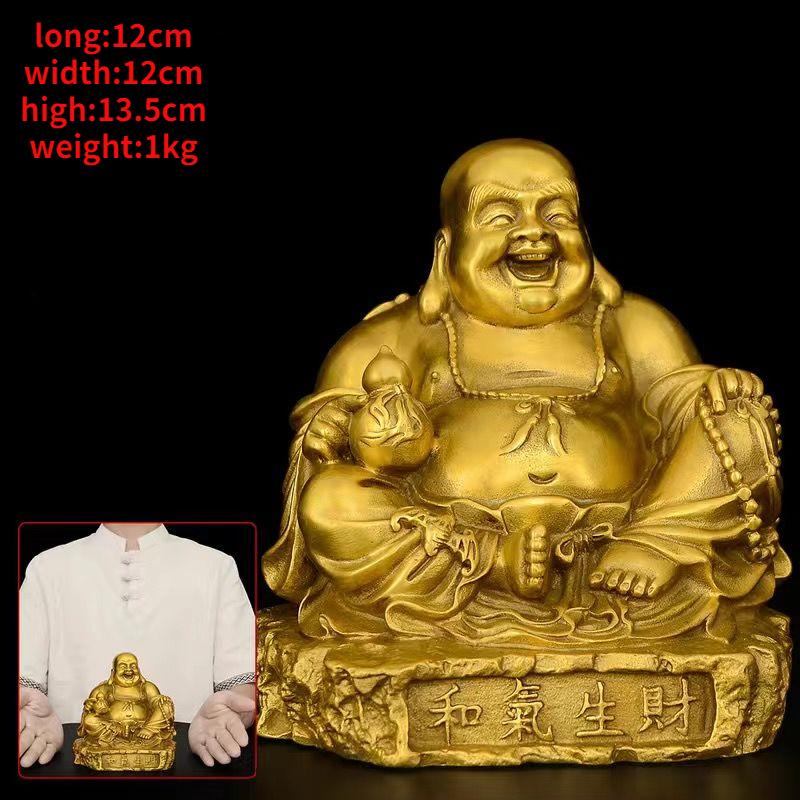 Copper Feng Shui Maitreya Laughing Buddha Statue for Home Use Big Belly Bodhisattva Decor