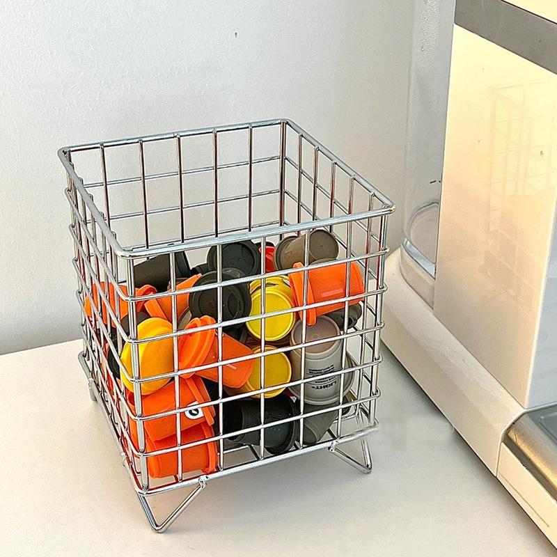 Креативная квадратная корзина для хранения на четвереньках, настольная корзина для хранения мелочей, отделочная косметика, корзина для хранения закусок, металлическая железная художественная корзина