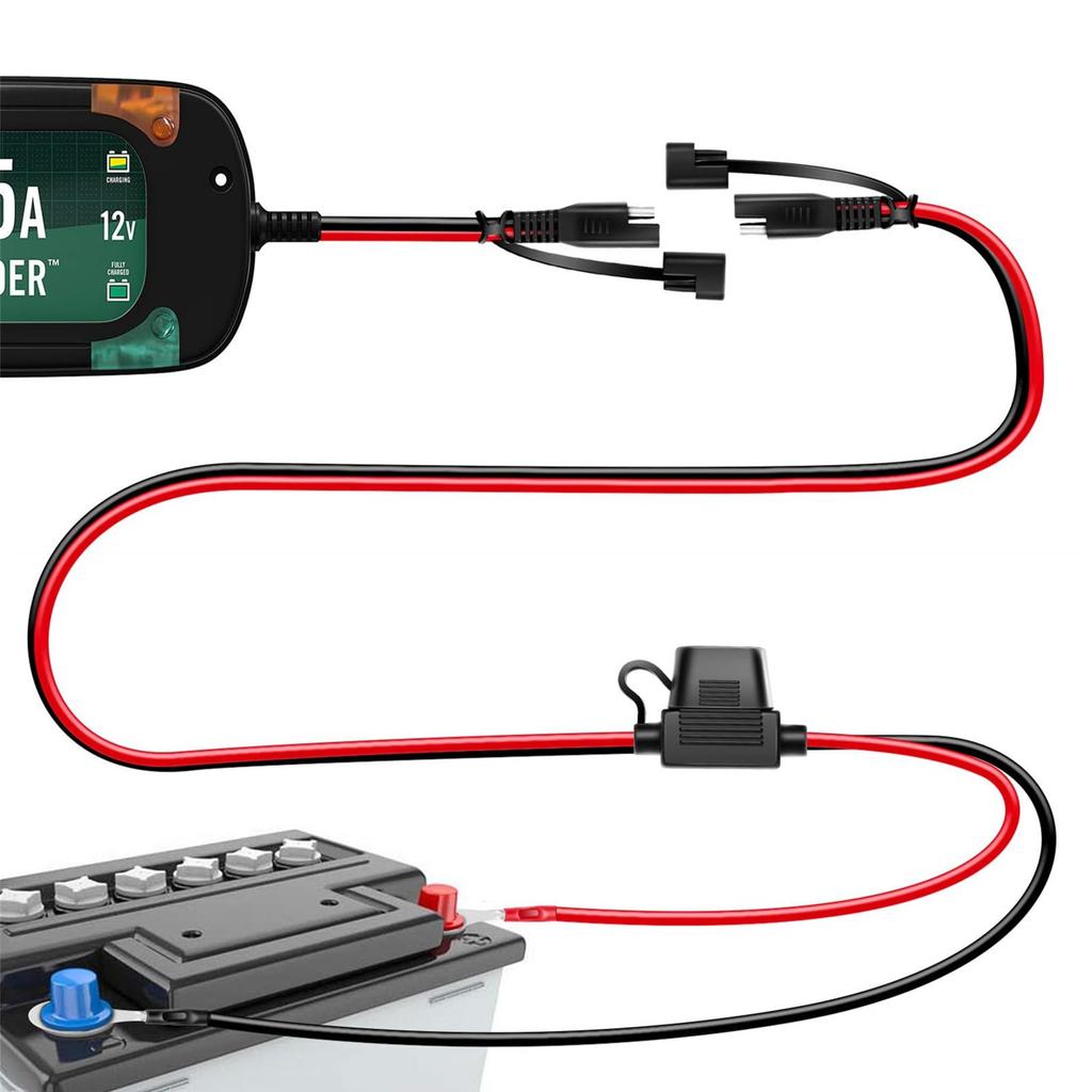 Разъем SAE, Зарядный кабель SAE, Зарядное устройство для мотоцикла, Кольцевой клеммник, Встроенный предохранитель 15А,