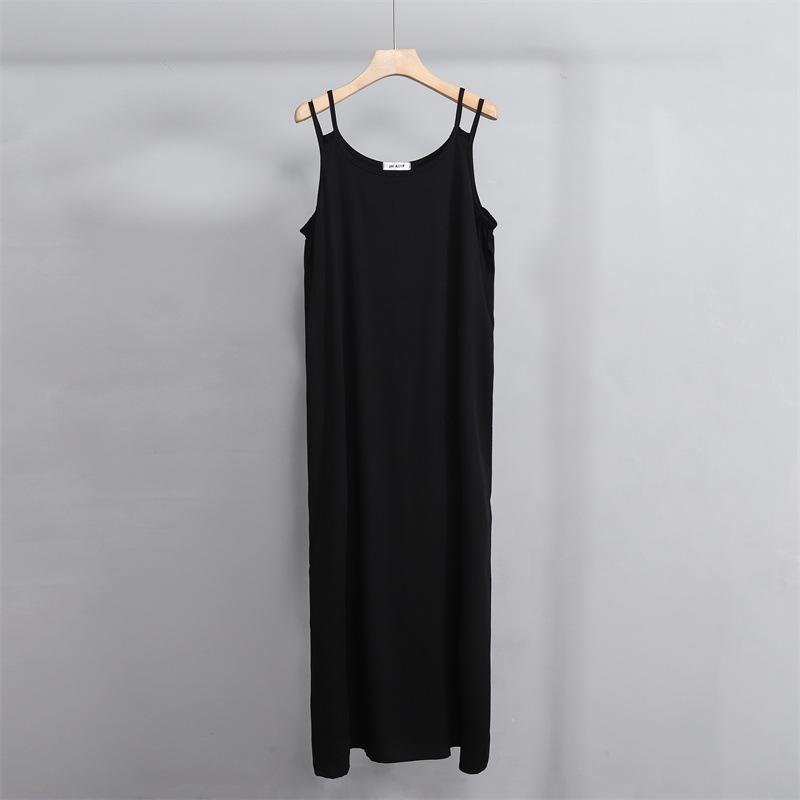 2025 New Sleeveless Cotton Rayon Slip Dress: Women's French Summer Beach Tank Maxi