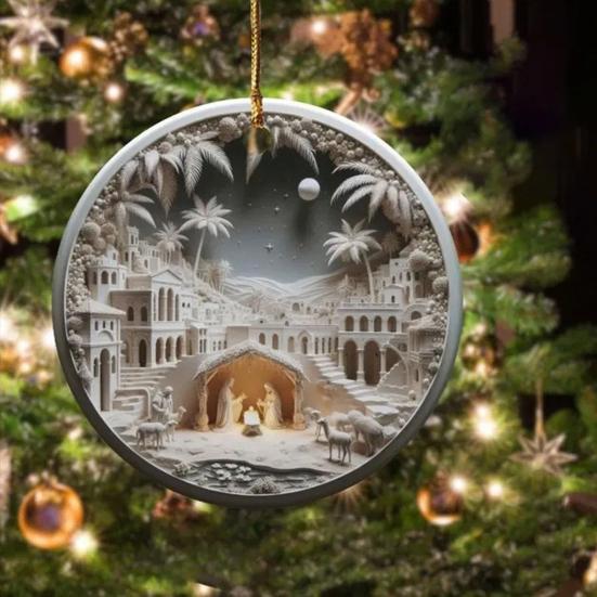 Акриловый кулон Рождественское украшение со шнурком Легко повесить Рождественский вертеп Подвеска
