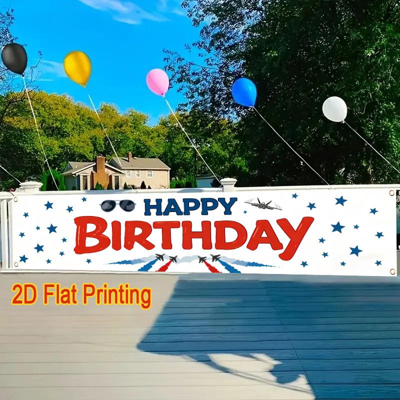 Happy Birthday Sign Fence Banner, Polyester Outdoor Lawn Wall Indoor Outdoor Party Decoration