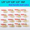 Red Handle Ball Valve Joint Controller Hose Barb Coupler Water Oil Air Gas Fuel