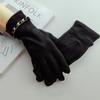 Solid Color Suede Leather Gloves Chain Warm Gloves Fashion Winter Thick Gloves