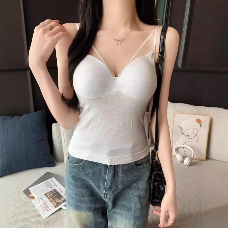 Сладкий и пряный ветер V-образный вырез Осторожно машина один халтер жилет женственность красивая спина стройнящий внешний вид верхняя одежда прилив