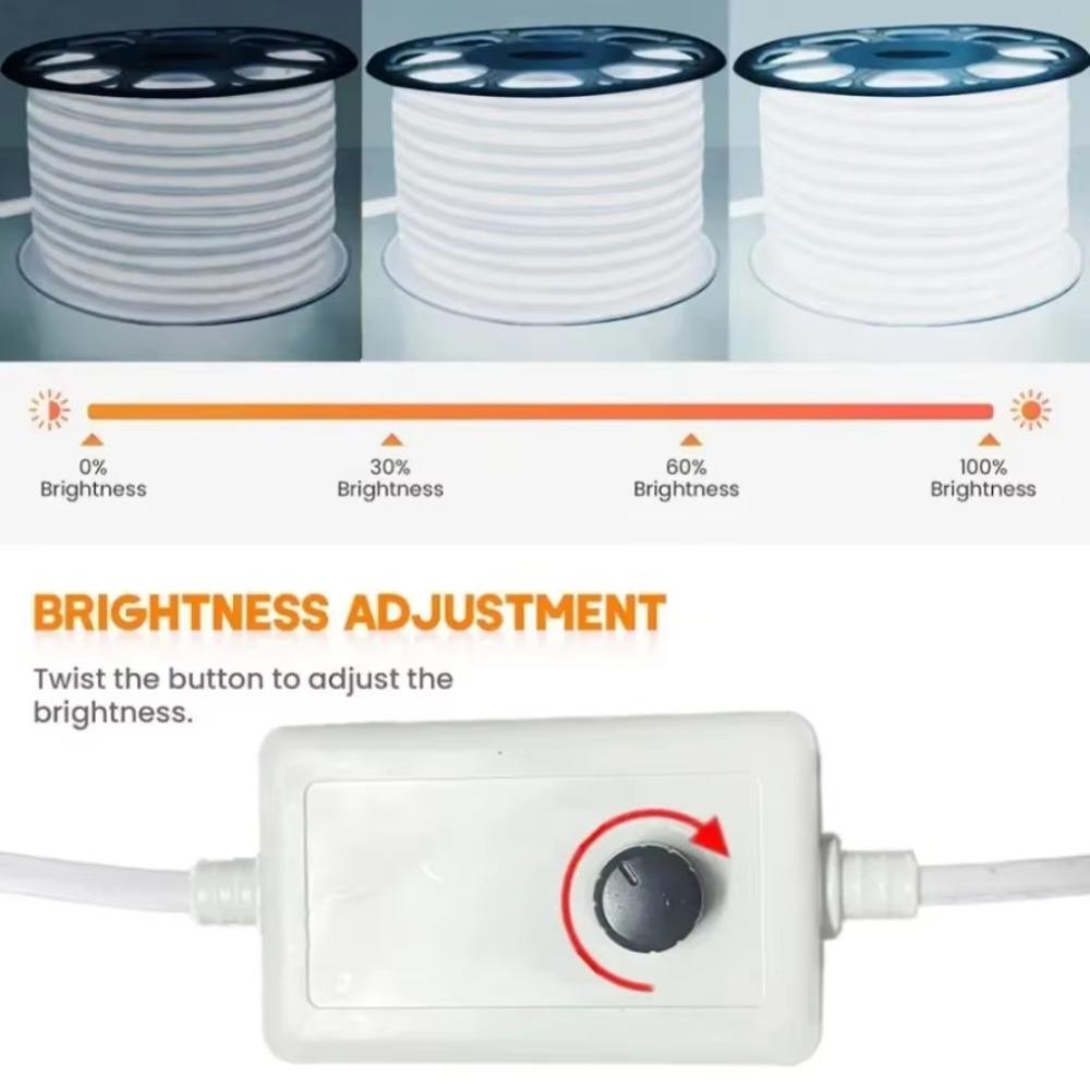 220V Led Strip Waterproof Lens COB Flexible Ribbon With Switch/Dimmable EU Plug For Room Bedroom Kitchen Outdoor Garden Lighting