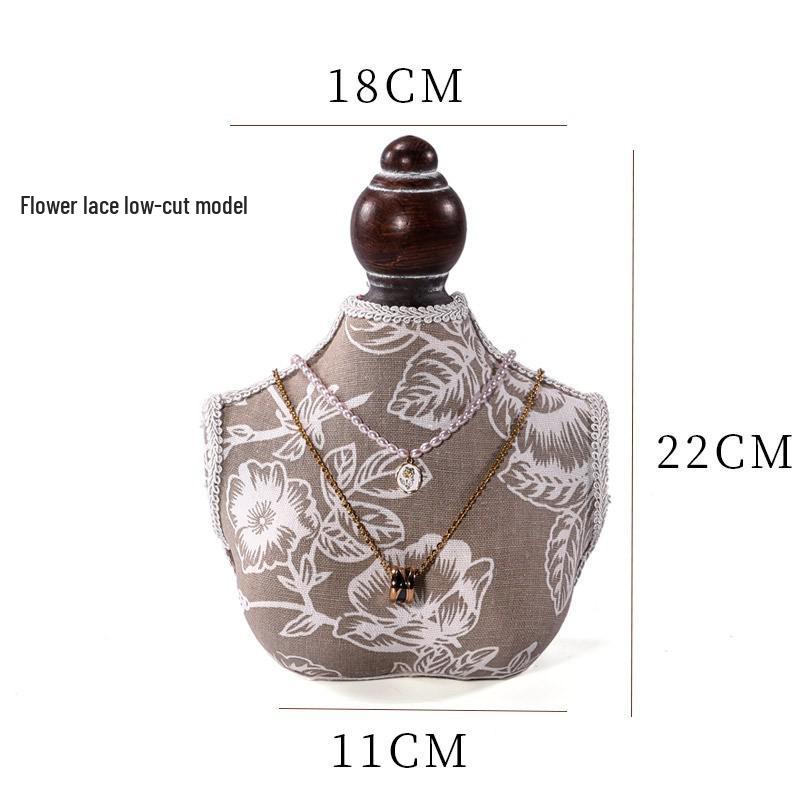 Walnut Jewelry Display Stand Set: Ring Tray & Necklace Mannequin
