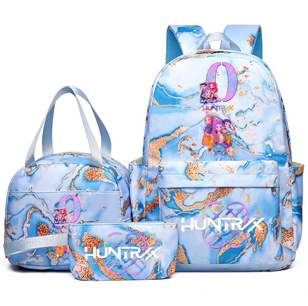 Набор из 3 предметов: аниме рюкзак с принтом английских букв A-Z, пенал, сумка для подростка, студента, девочки, мальчика, школьный рюкзак, дорожная сумка