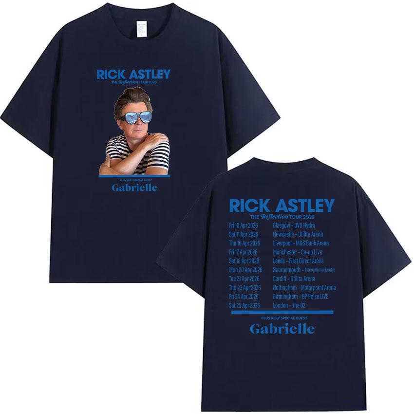 Rick Astley Reflection Tour 2026 Print T Shirts Unisexs Retro High Quality Fashion Tshirt Casual Oversized Cotton Tees Streetwear