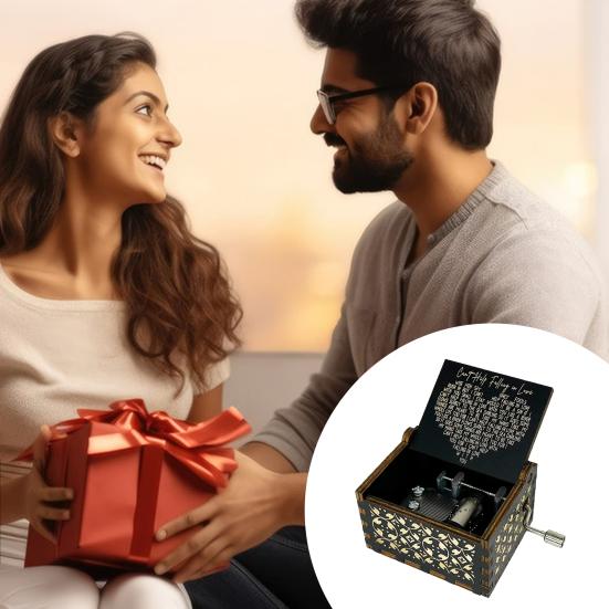 Деревянная музыкальная шкатулка с ручной ручкой, успокаивающая мелодия, выгравированные слова, мини-механическая музыкальная шкатулка