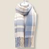 Soft Knitted Wool Scarf Cold-proof Long Neckscarf with Tassel Large Classic Plaid Scarf  Women