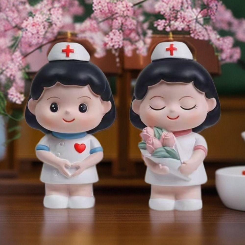DlY Doctor Nurse Figurine Cartoon Nurse Cake Ornaments Doctor Nurse Model Statue Photography Props