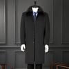 Cashmere Coat Men's Winter Casual Mid-length Dad Wool Coat Warm Middle-aged and Elderly Rabbit Fur Collar Coat