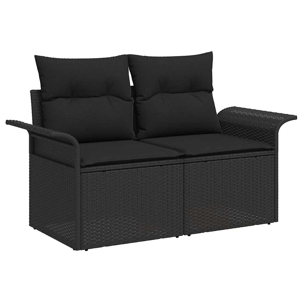 Garden Sofa Set with Cushions 6 pcs Black Poly Rattan