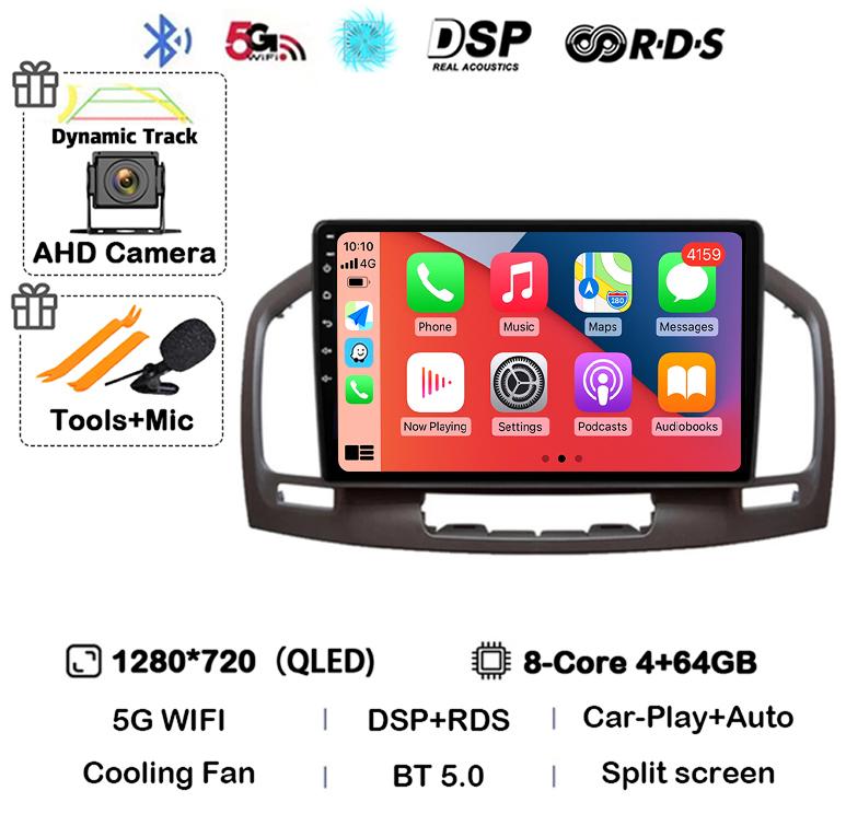 Android14 Carplay Auto для Buick Regal Opel Insignia 1 2009 2010 2011 2012 2013 Мультимедийный автомобильный радиоплеер Видео WIFI+4G стерео