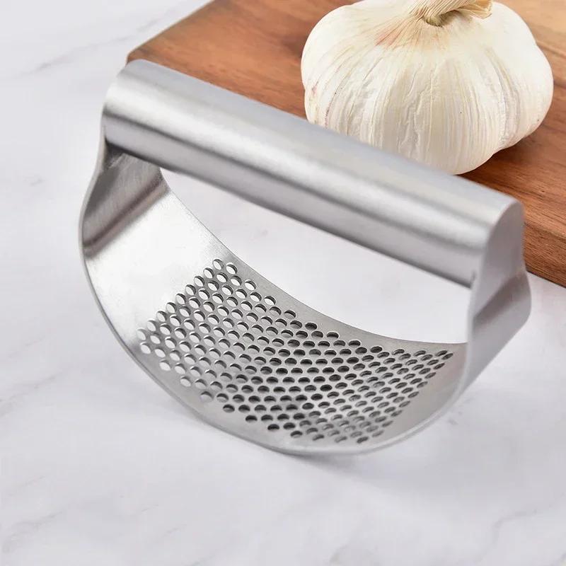Stainless Steel Garlic Press Manual Grinding Chopper Garlic Ginger Press Multi-function Grinding Slicer Kitchen Gadgets