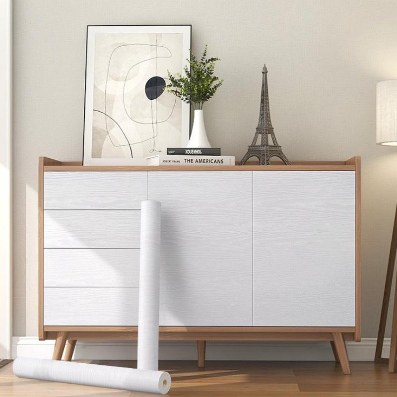 Белая оригинальная мебель с текстурой дерева ПВХ самоклеящаяся водонепроницаемая декорация Обновленные наклейки Обои, Шкафы