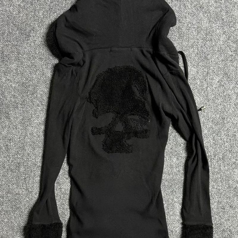 Худи Y2k черные винтажные с принтом женские с V-образным вырезом с длинным рукавом американская мода толстовка с капюшоном уличная одежда хип-хоп