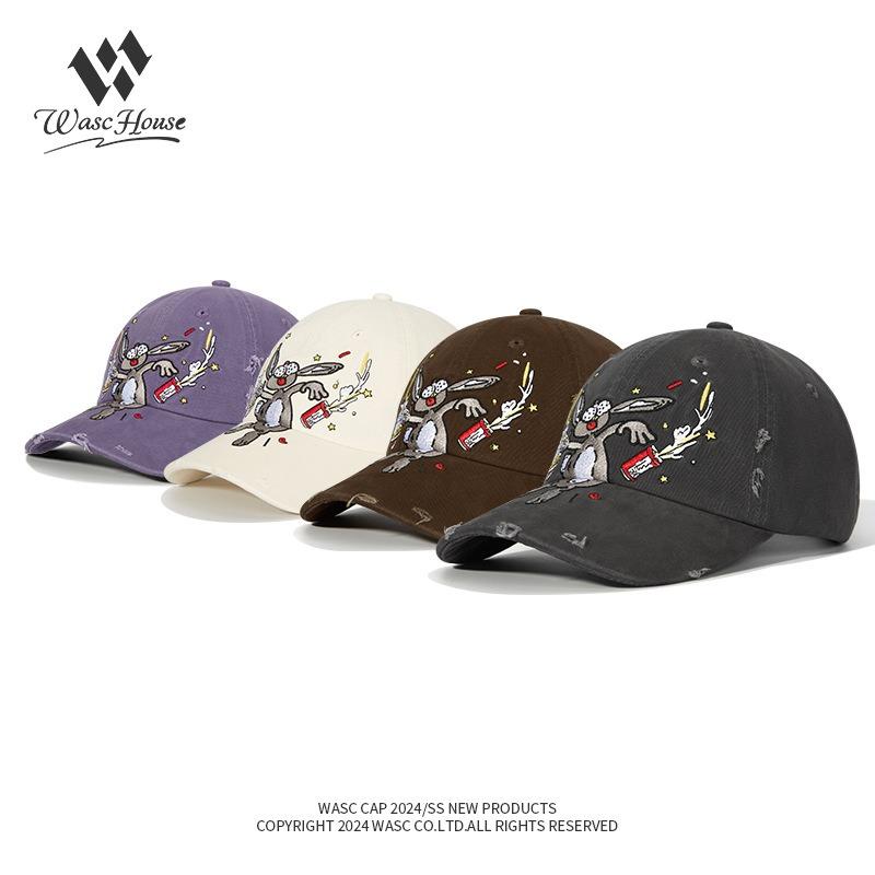 Bugs Bunny Retro Embroidered Baseball Cap Made Old and Destroyed Peaked Cap Men's and Women's Sun Hat Tide